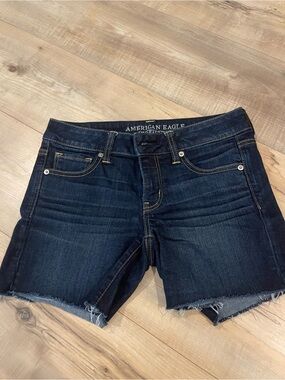 American Eagle Outfitters Dark Blue Denim Cutoff Shorts 8